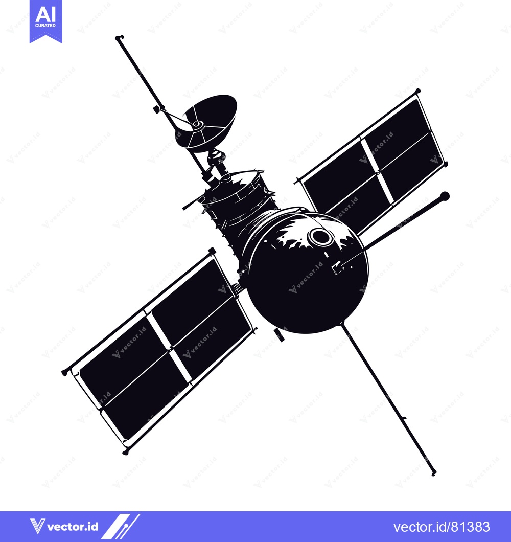 Premium Vector dari Black and White Illustration of a Satellite in Space