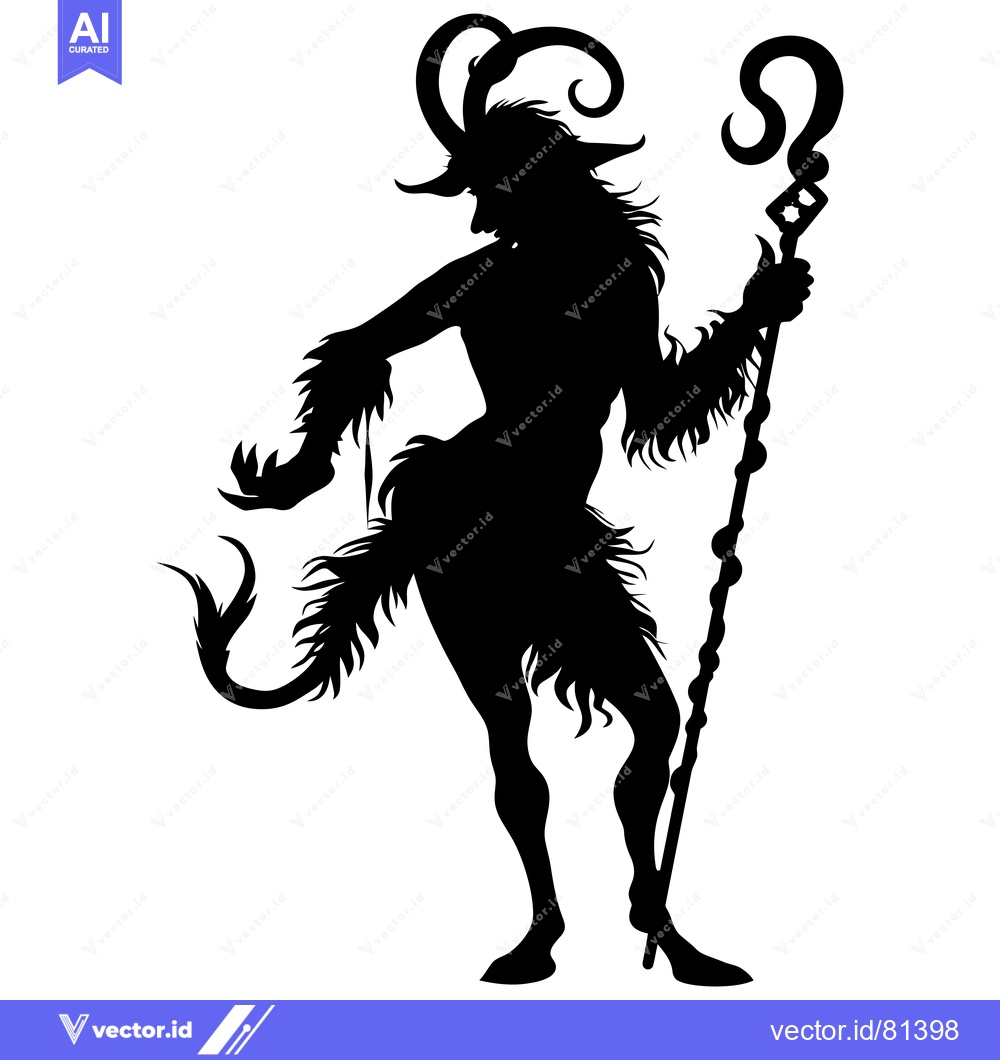 Premium Vector of Silhouette of a goat-like creature holding a staff