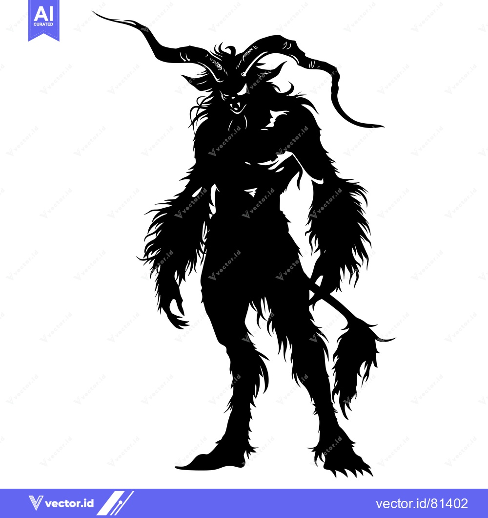 Premium Vector dari A Silhouetted, Furry Demon with Horns and a Tail