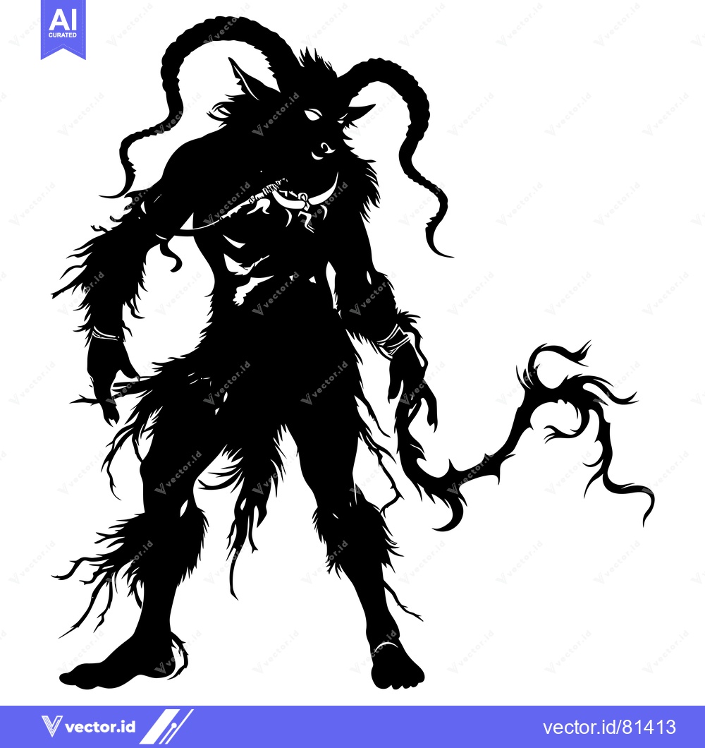 Premium Vector of Silhouette of a Monster with Horns and a Tail