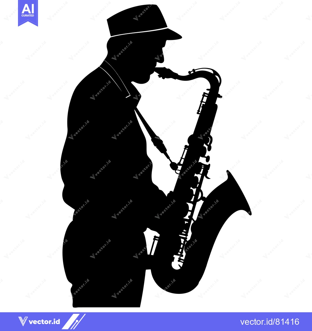 Premium Vector dari Silhouette of a Saxophonist Playing a Saxophone