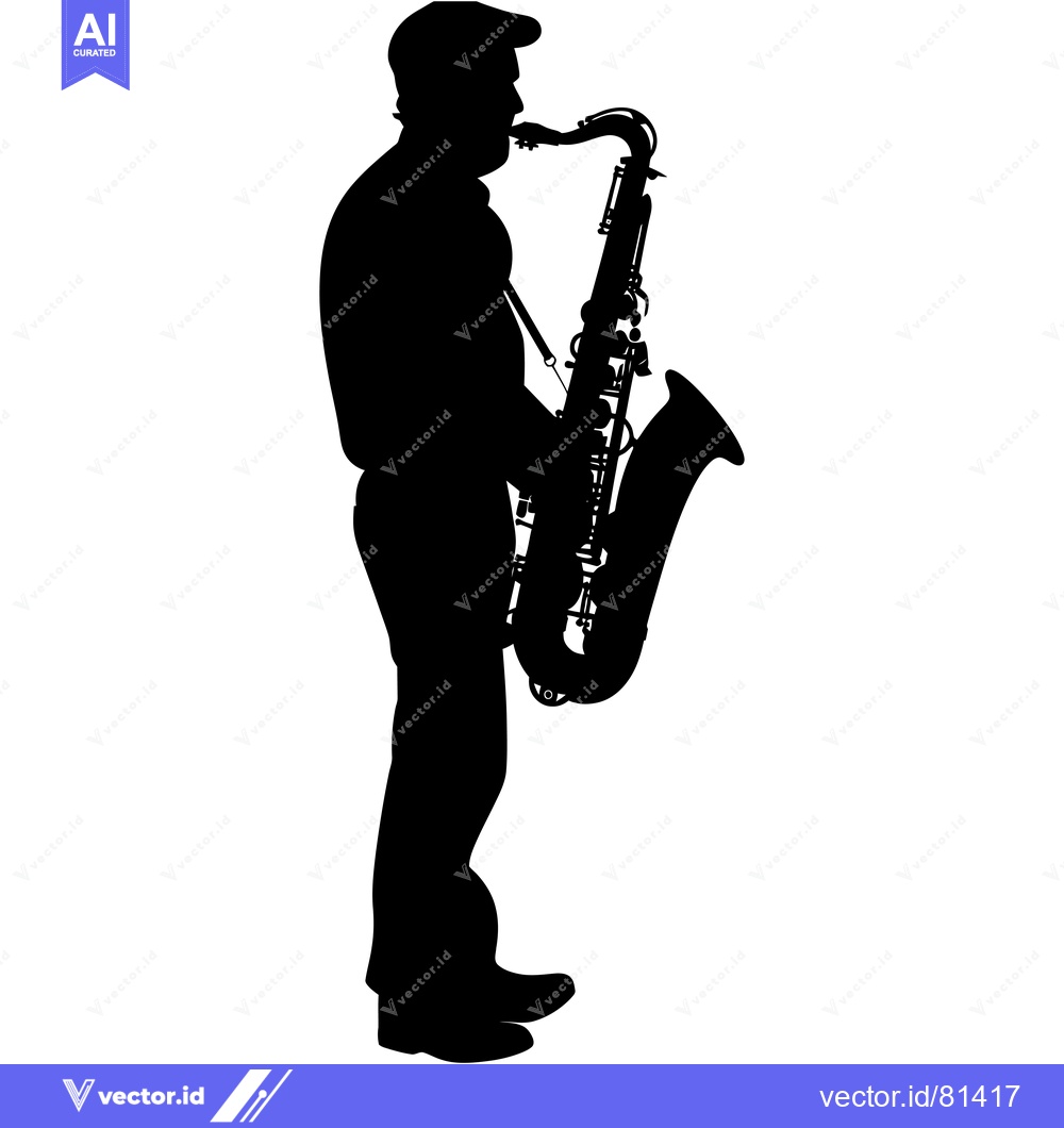 Premium Vector dari Silhouette of a Saxophonist Playing a Saxophone