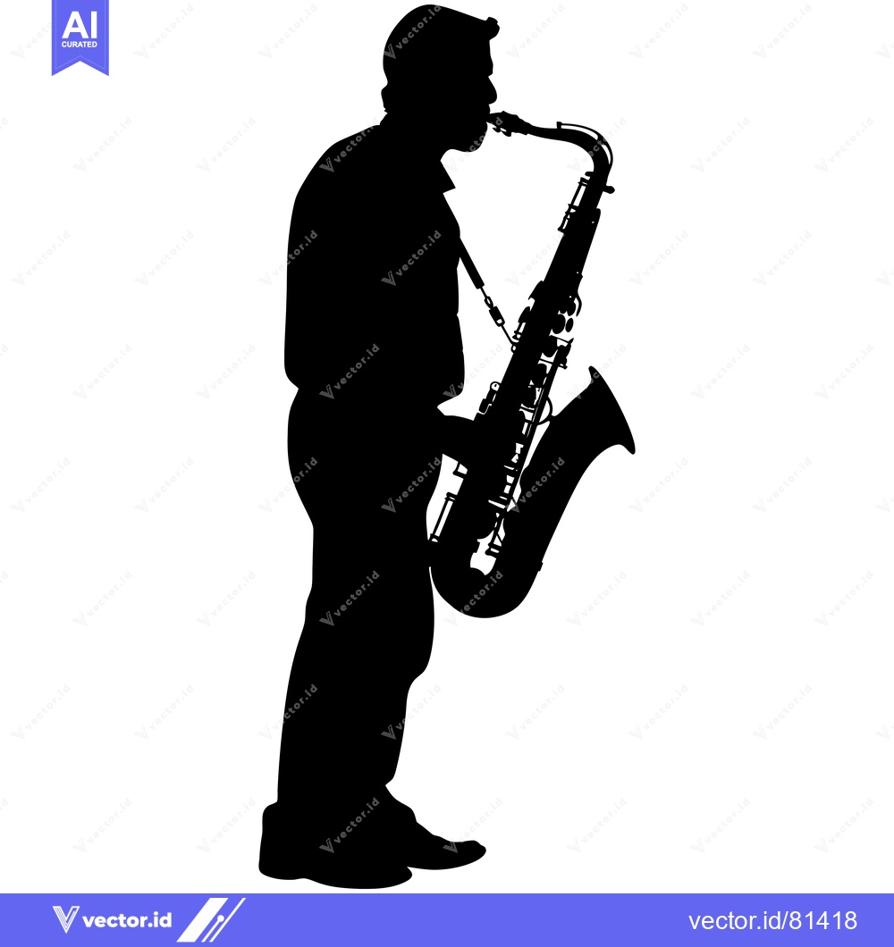 Premium Vector dari Silhouette of a Saxophonist Playing a Saxophone