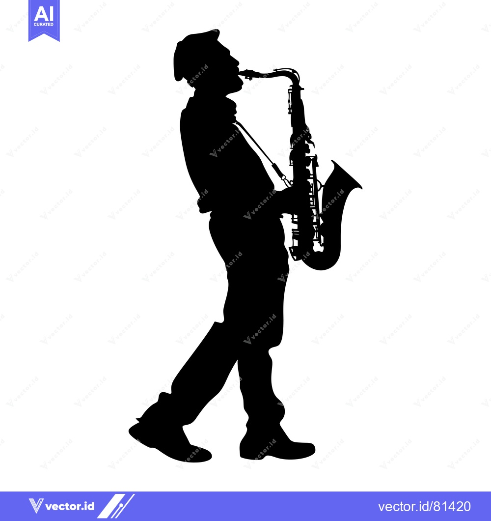 Premium Vector dari Silhouette of a Man Playing a Saxophone