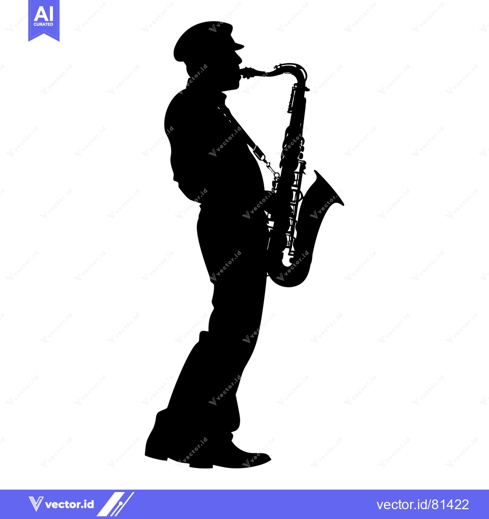 Premium Vector dari Silhouette of a Musician Playing a Saxophone