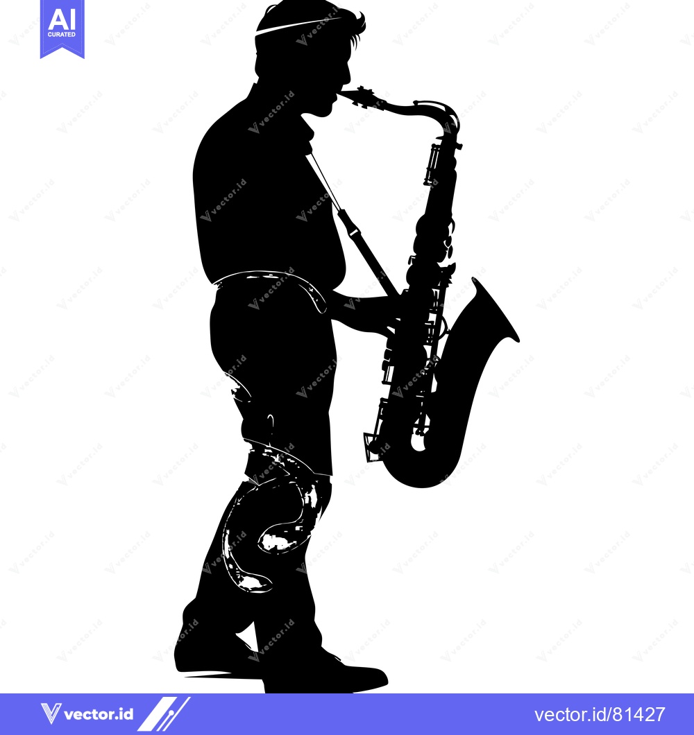 Premium Vector dari Silhouette of a Musician Playing a Saxophone