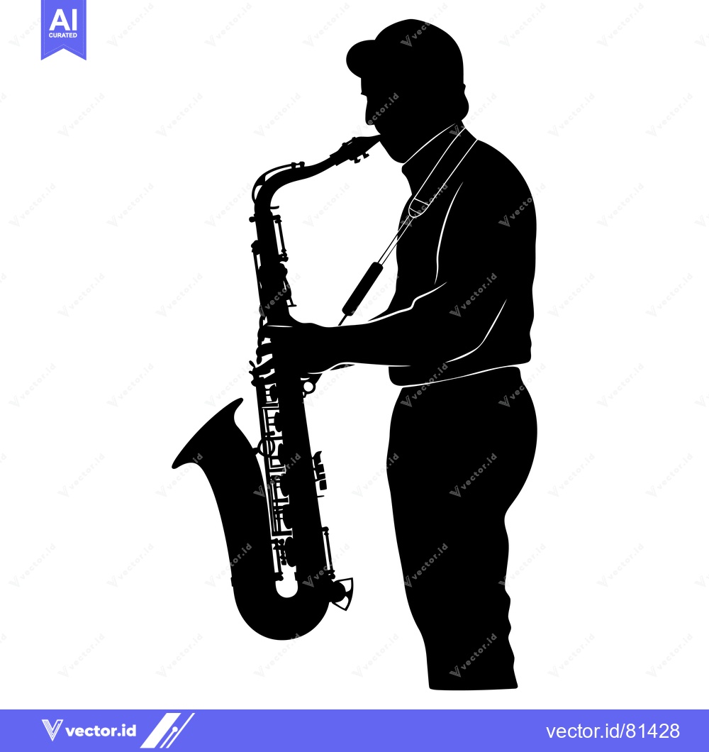 Premium Vector of Silhouette of a Saxophonist Playing a Saxophone