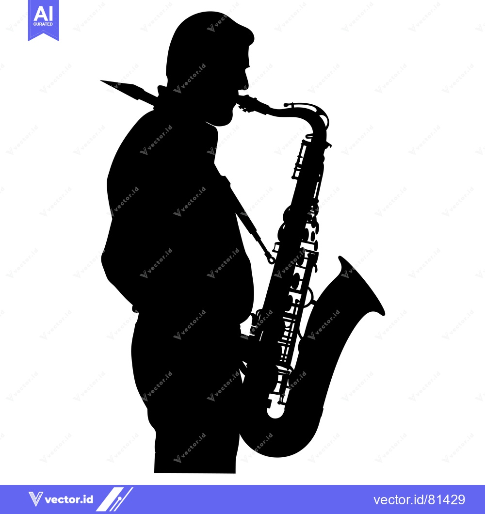 Premium Vector dari Silhouette of a Musician Playing a Saxophone
