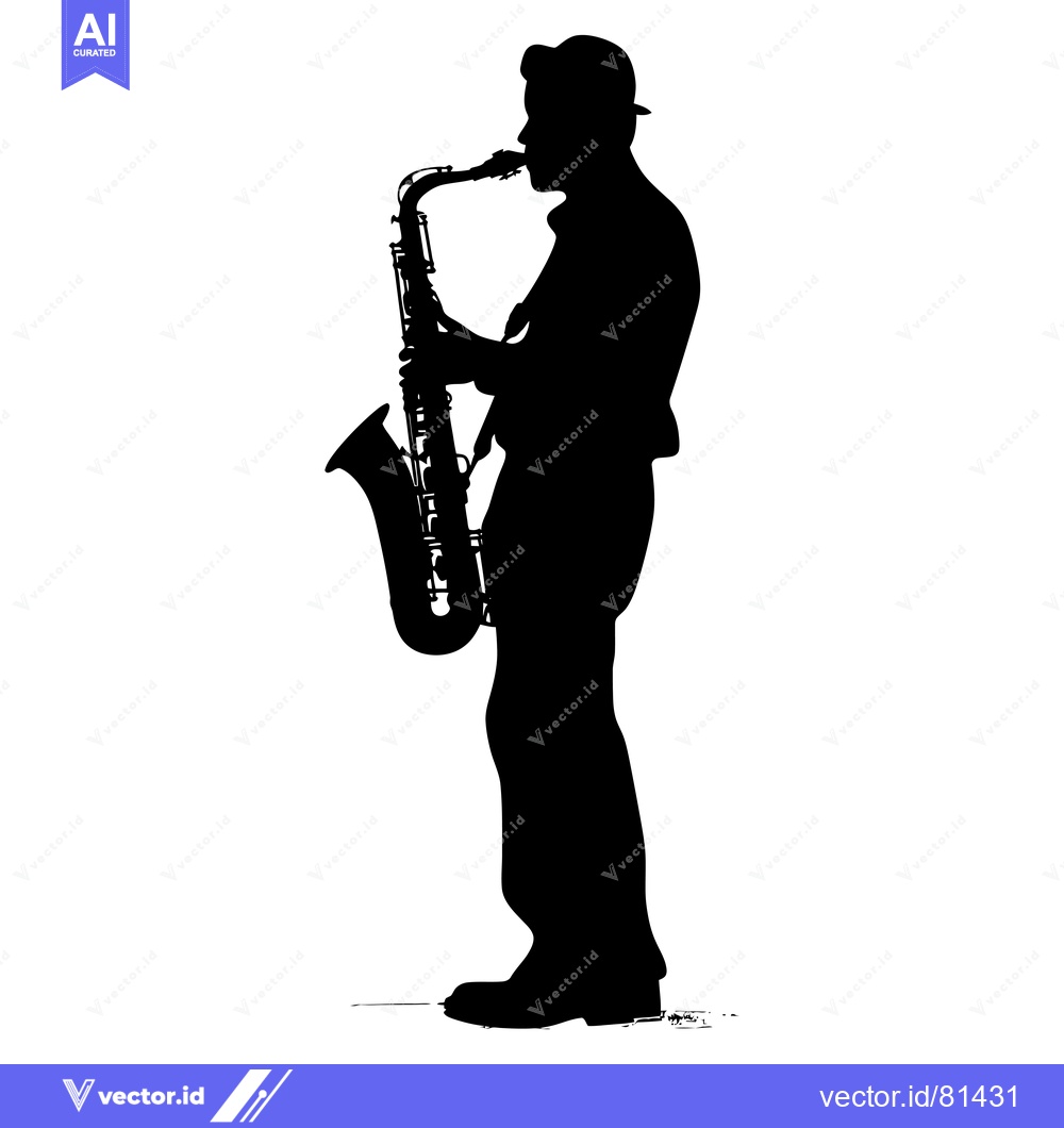 Premium Vector dari Silhouette of a Man Playing the Saxophone