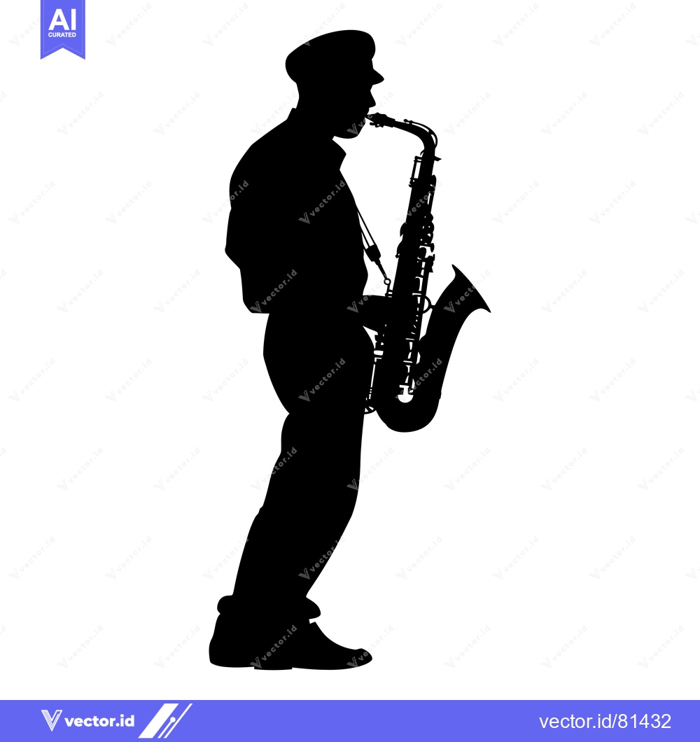 Premium Vector of Silhouette of a Saxophonist Playing a Saxophone