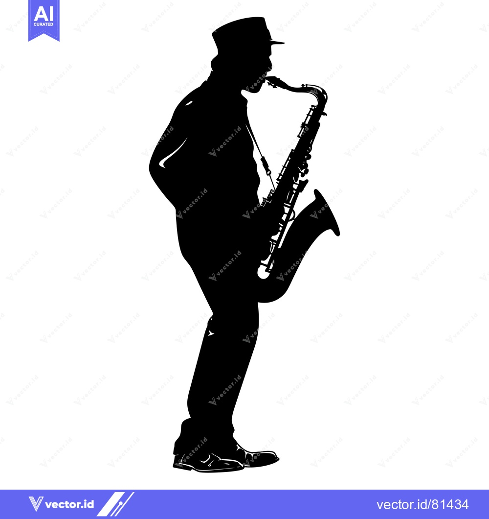 Premium Vector of Silhouette of a Jazz Musician Playing a Saxophone