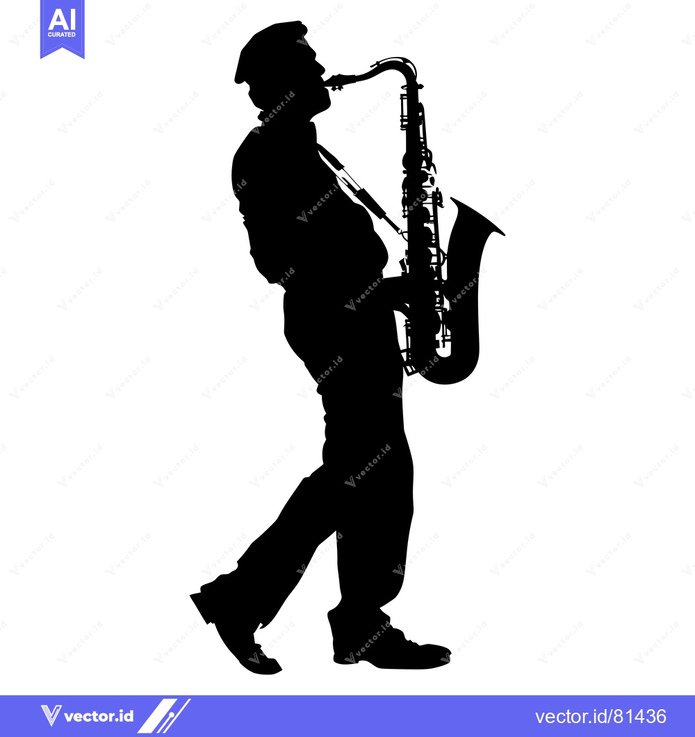 Premium Vector of Silhouette of a Saxophonist Playing a Saxophone