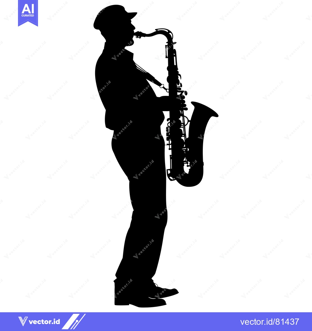 Premium Vector dari Silhouette of a Man Playing a Saxophone