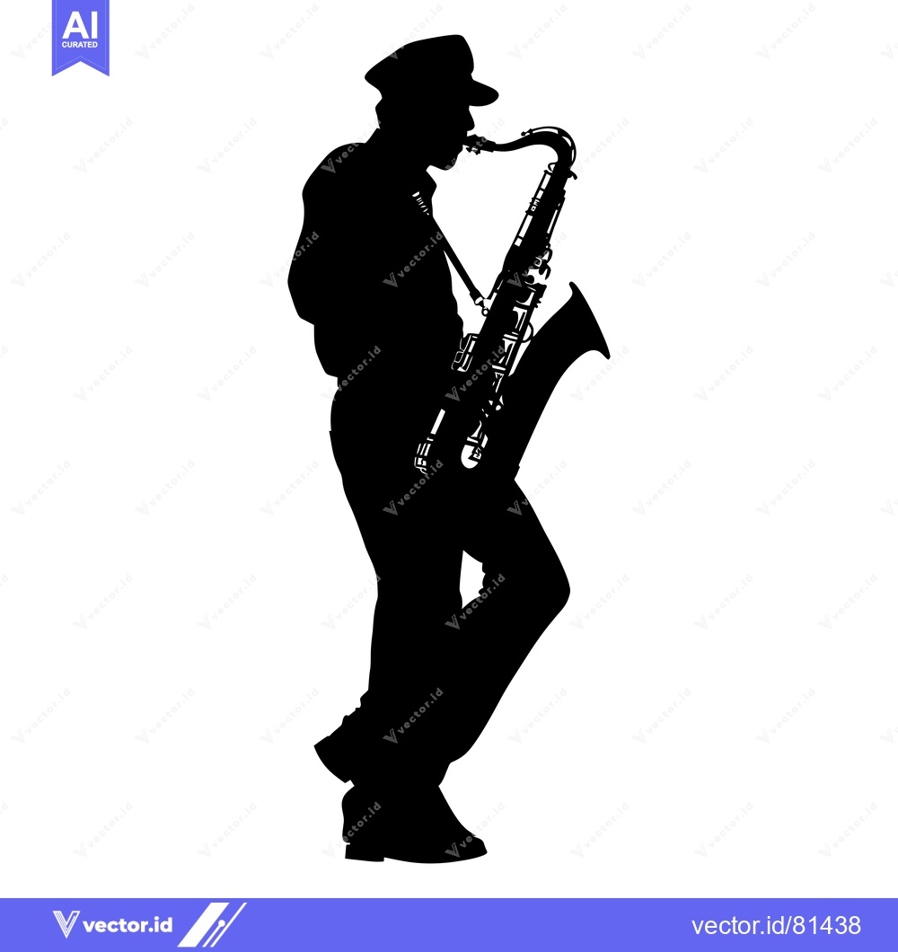 Premium Vector of Silhouette of a Saxophonist Playing a Saxophone