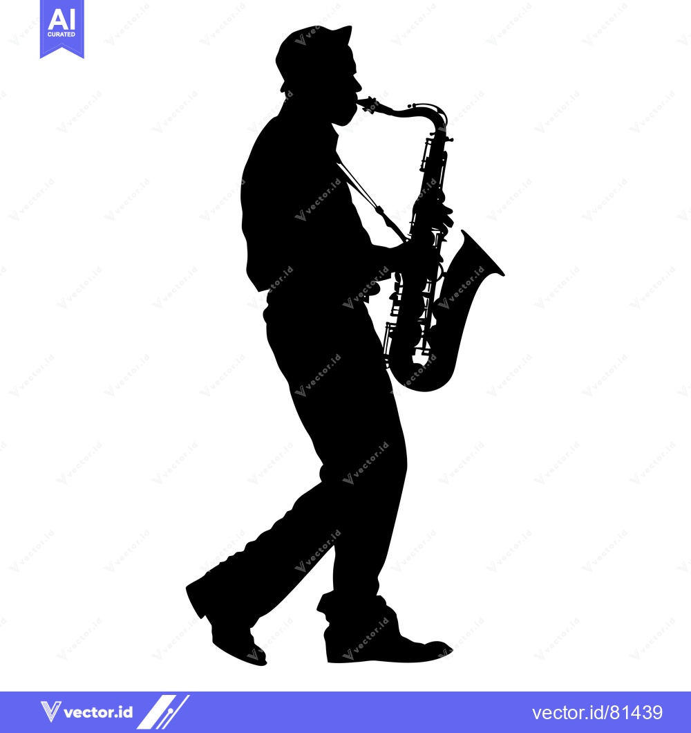 Premium Vector dari Silhouette of a Man Playing the Saxophone