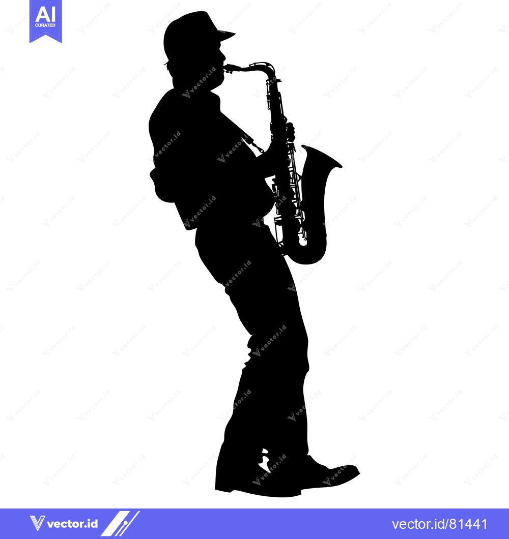 Premium Vector of Silhouette of a Saxophonist Playing a Saxophone