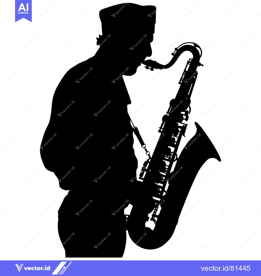 Premium Vector of Silhouette of a Saxophonist Playing a Saxophone