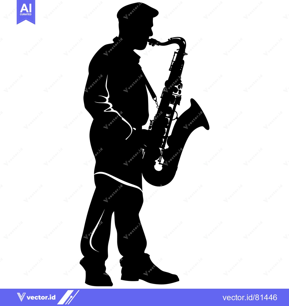Premium Vector of Silhouette of a Man Playing a Saxophone