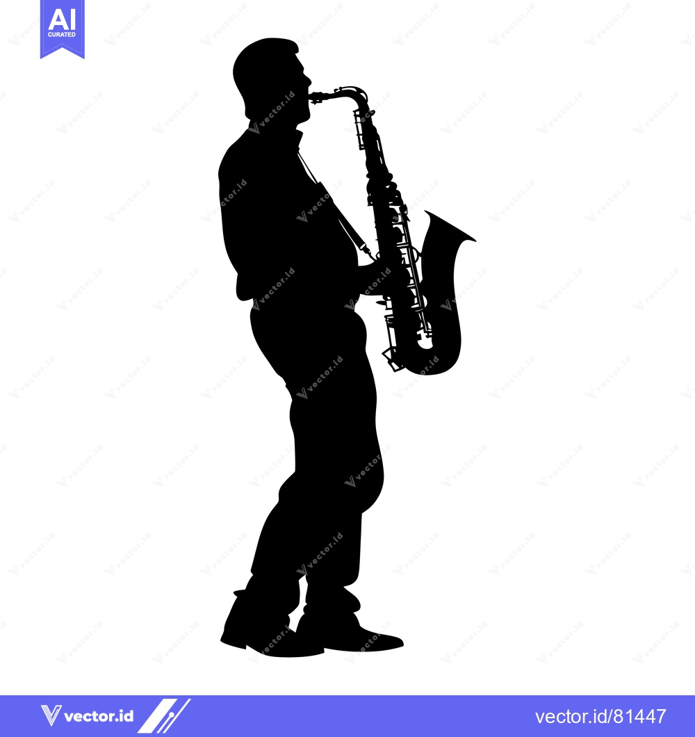 Premium Vector dari Silhouette of a Man Playing the Saxophone