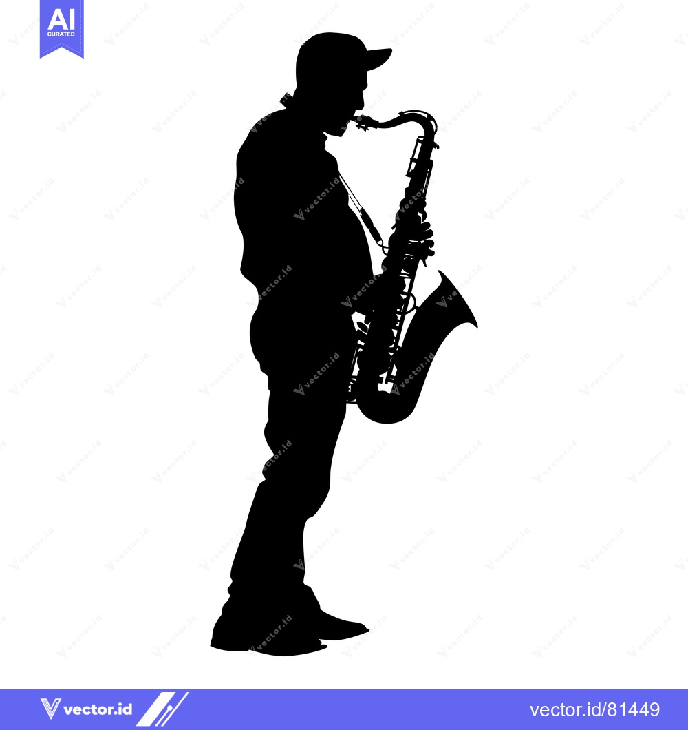 Premium Vector dari Silhouette of a Saxophonist Playing a Saxophone