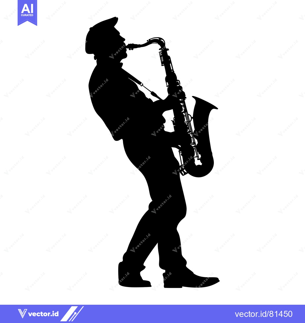 Premium Vector of Silhouette of a Man Playing the Saxophone