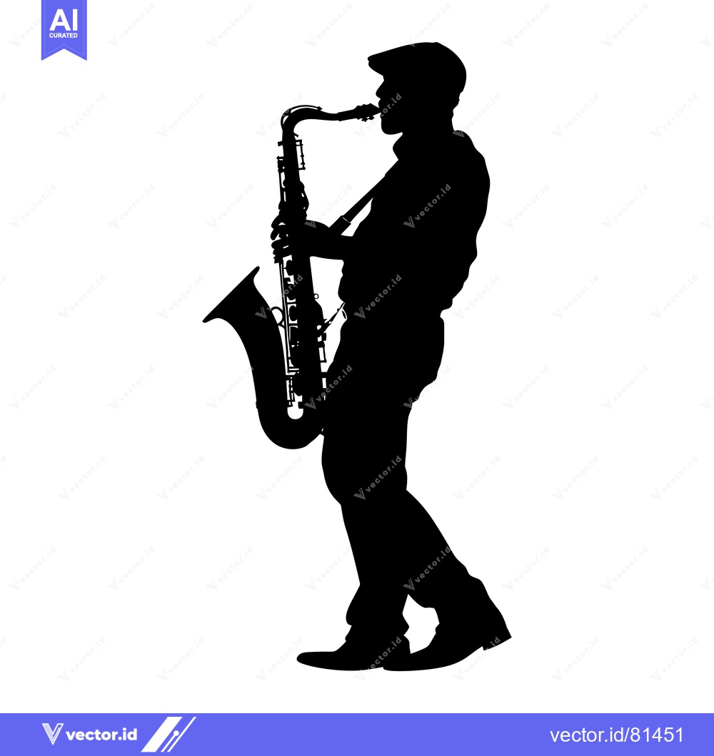 Premium Vector dari Silhouette of a Saxophonist Playing a Saxophone