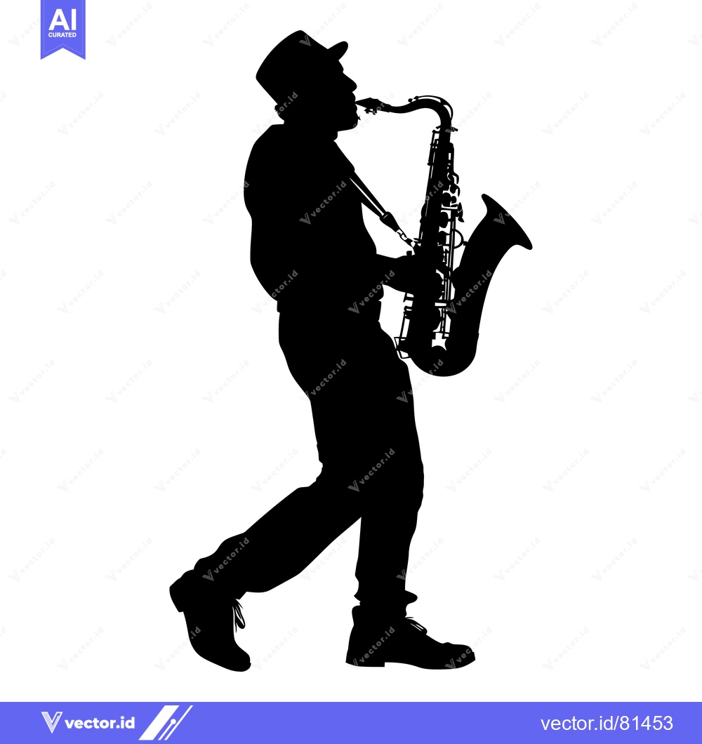 Premium Vector of Silhouette of a Man Playing a Saxophone