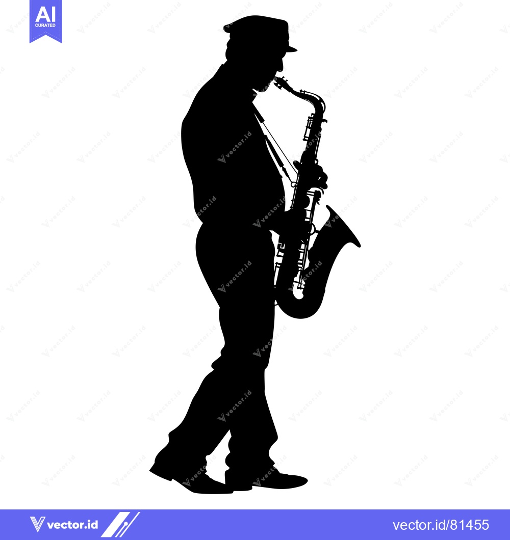 Premium Vector dari Silhouette of a Man Playing the Saxophone