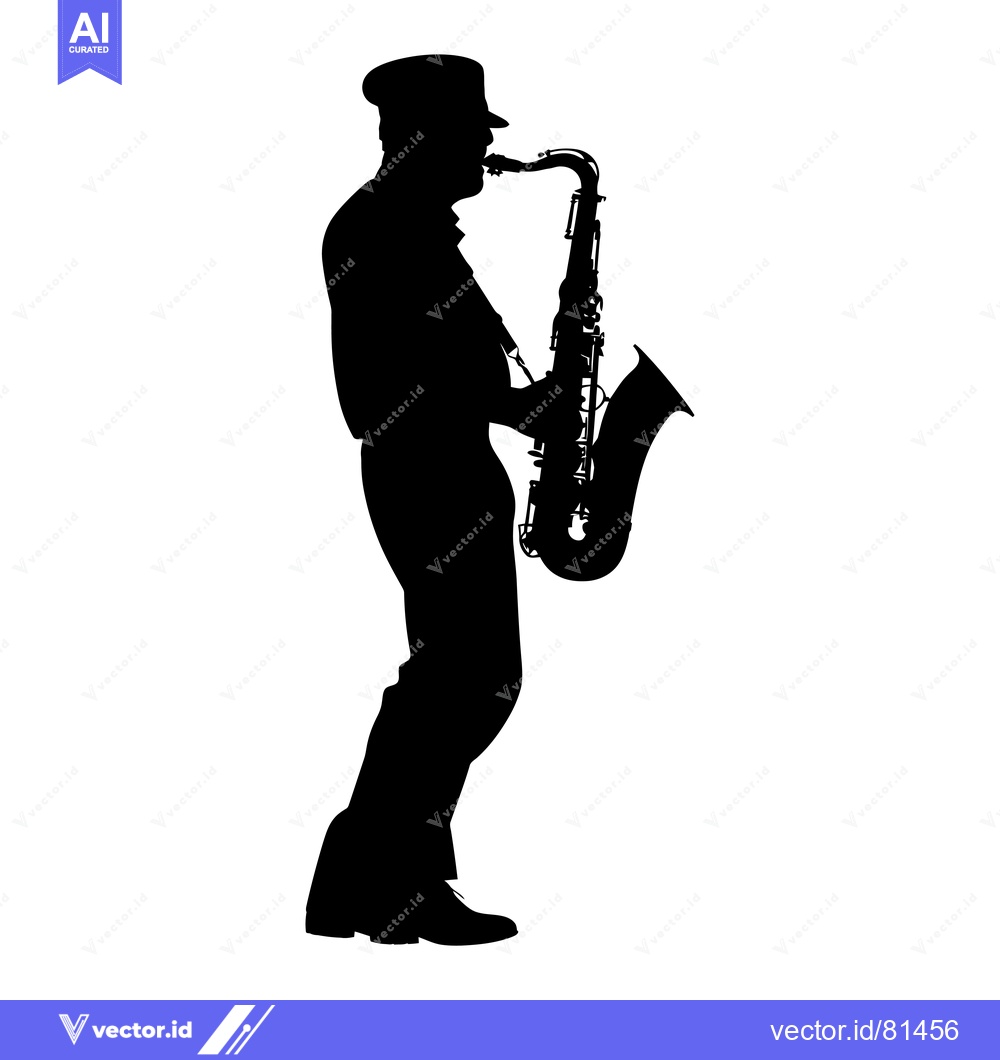 Premium Vector of Silhouette of a Saxophone Player in Performance