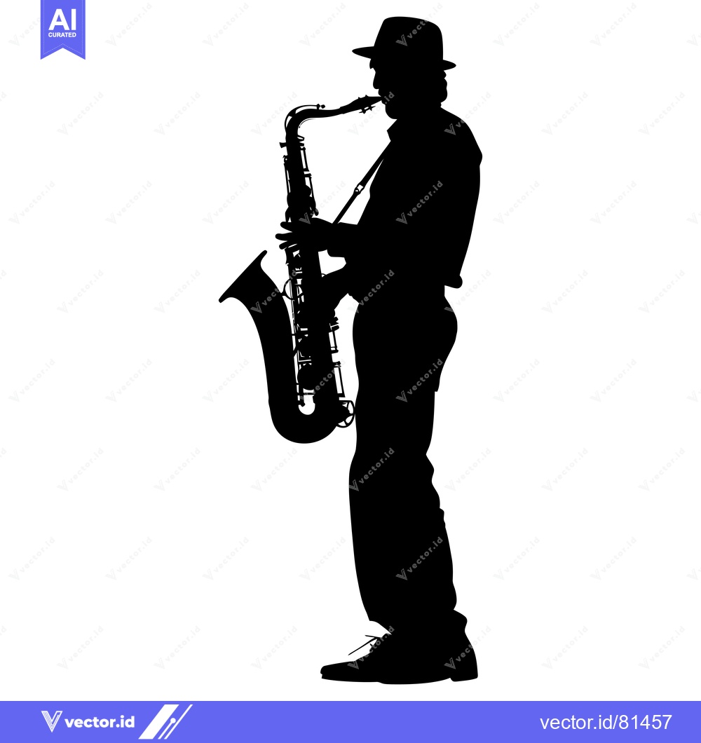 Premium Vector dari Silhouette of a man playing a saxophone