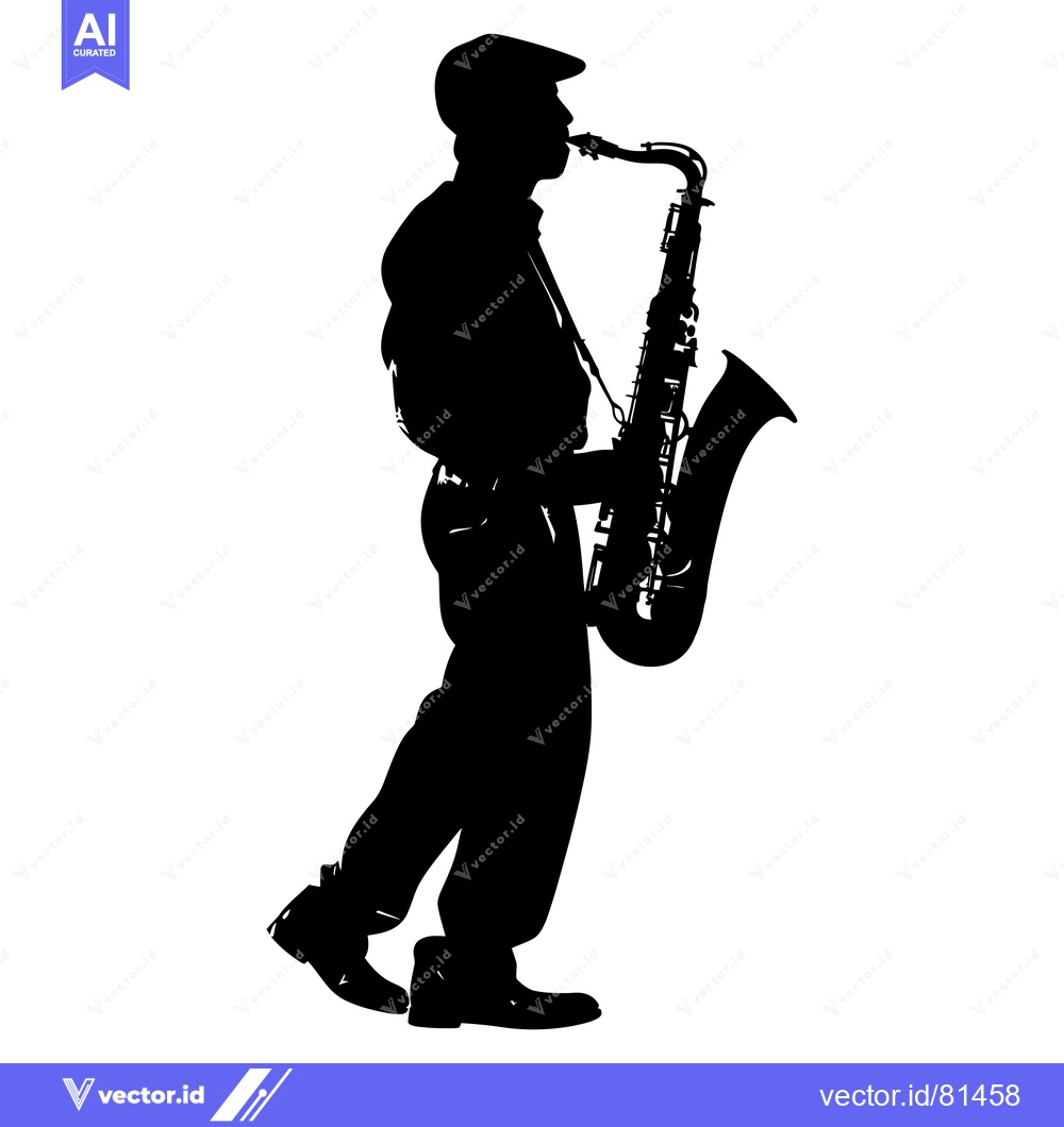 Premium Vector of Silhouette of a Saxophonist Playing a Saxophone