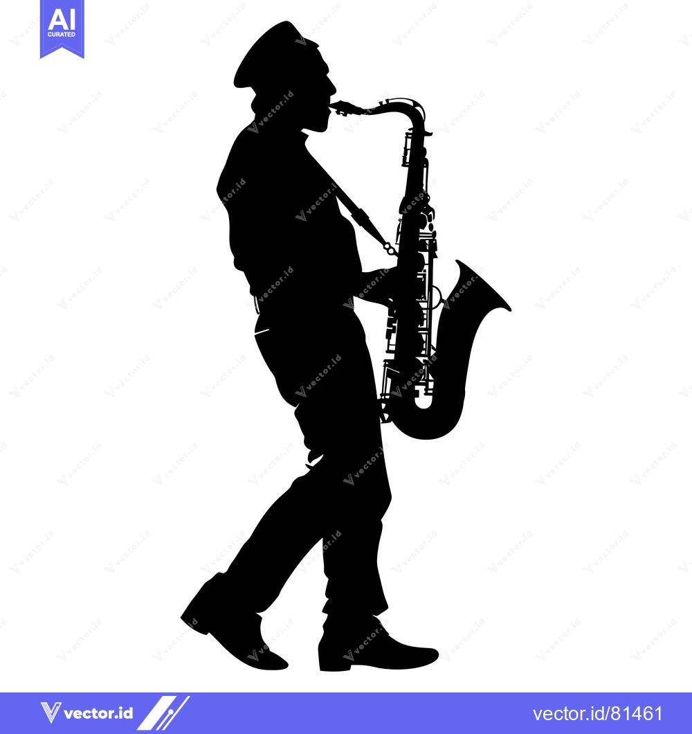 Premium Vector dari Silhouette of a Saxophonist Playing a Saxophone
