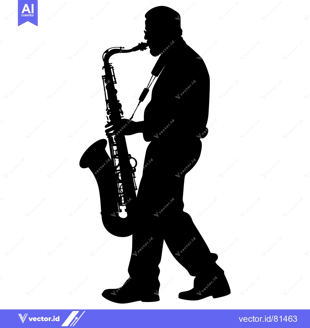 Premium Vector dari Silhouette of a Saxophonist Playing a Saxophone