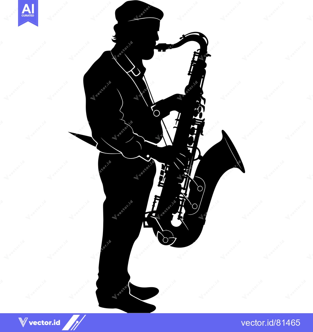 Premium Vector dari Silhouette of a Saxophonist Playing a Saxophone