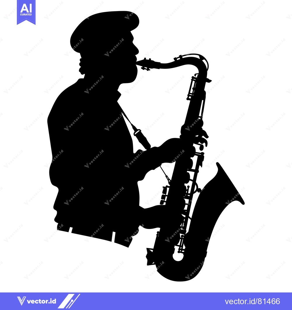 Premium Vector dari Silhouette of a Saxophonist Playing a Saxophone