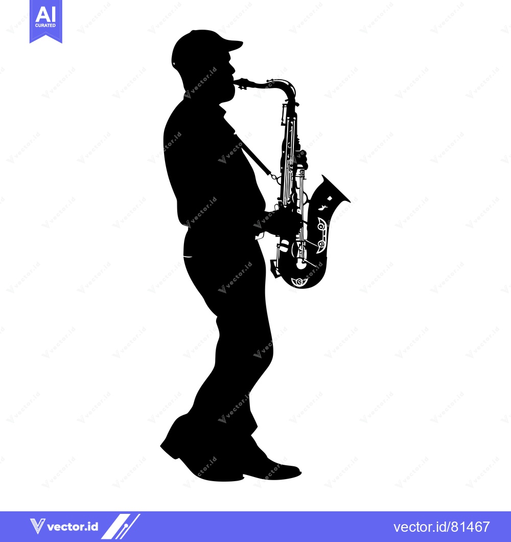 Premium Vector dari Silhouette of a musician playing a saxophone