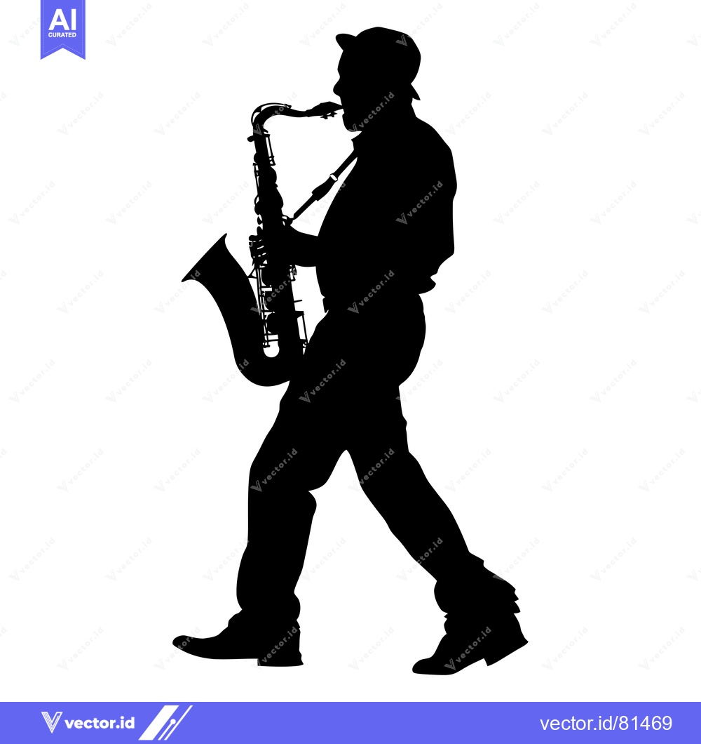 Premium Vector dari Silhouette of a Saxophone Player in Motion