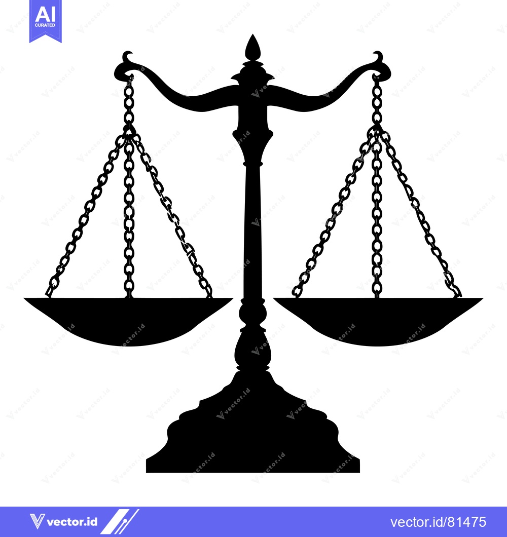 Premium Vector dari Black Silhouette of a Classic Scale of Justice