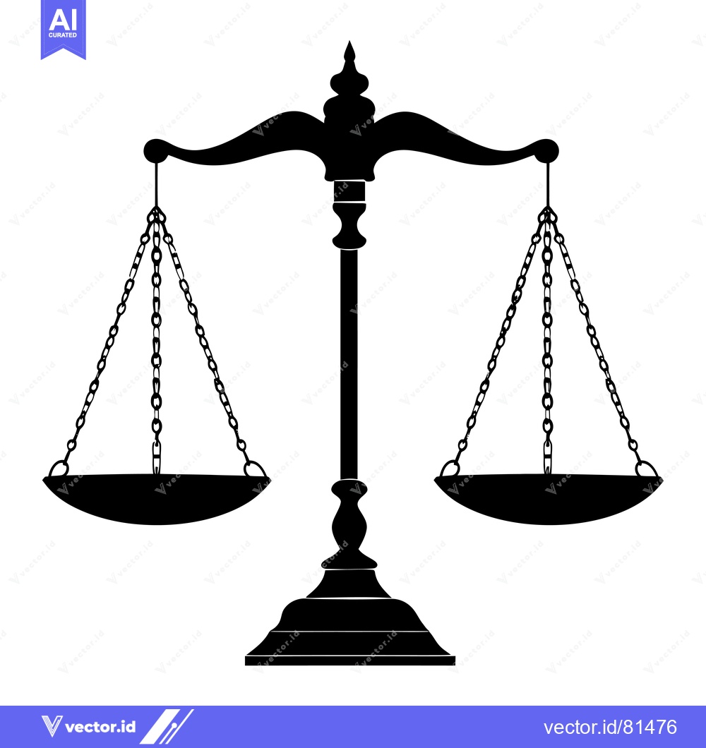 Premium Vector dari Black and White Silhouette of a Traditional Scale of Justice