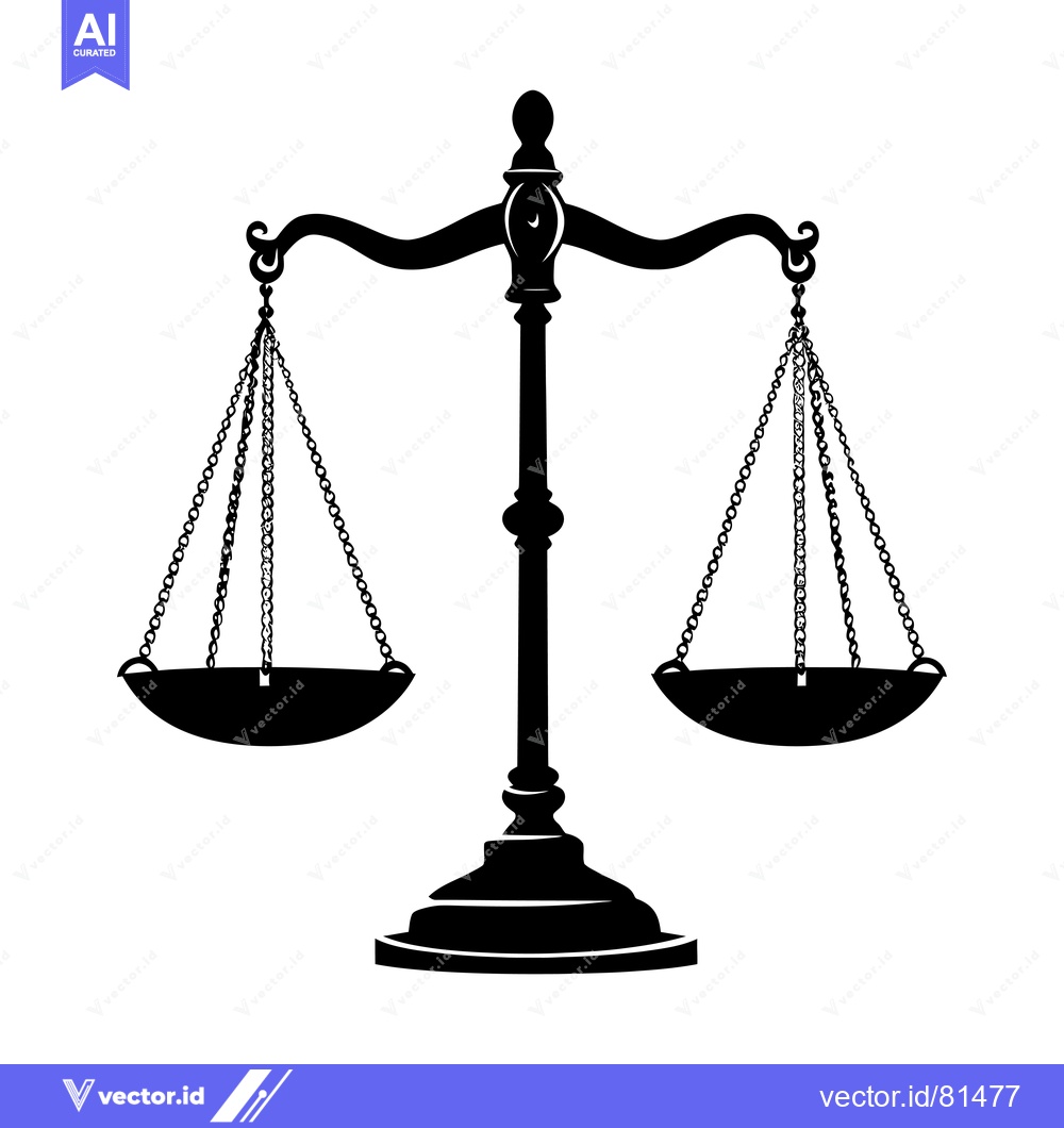 Premium Vector of Black and White Silhouette of a Scale of Justice