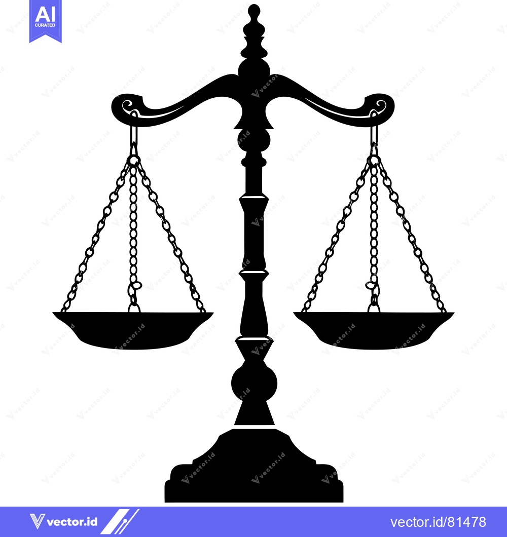 Premium Vector of A black and white silhouette of a traditional scale of justice