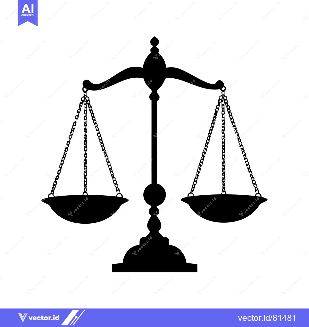 Premium Vector of Black and white silhouette of a scale of justice