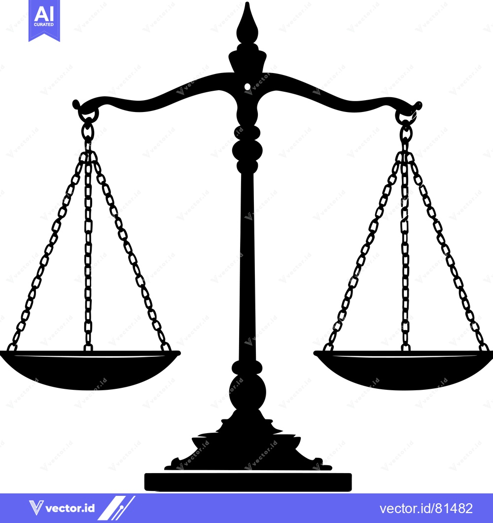Premium Vector of A Black Silhouette of a Traditional Scale of Justice