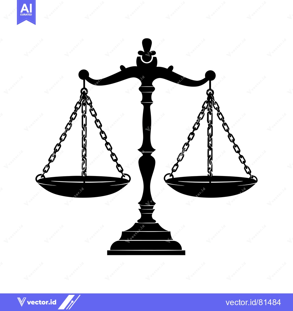 Premium Vector of Black and White Silhouette of a Classic Scale of Justice