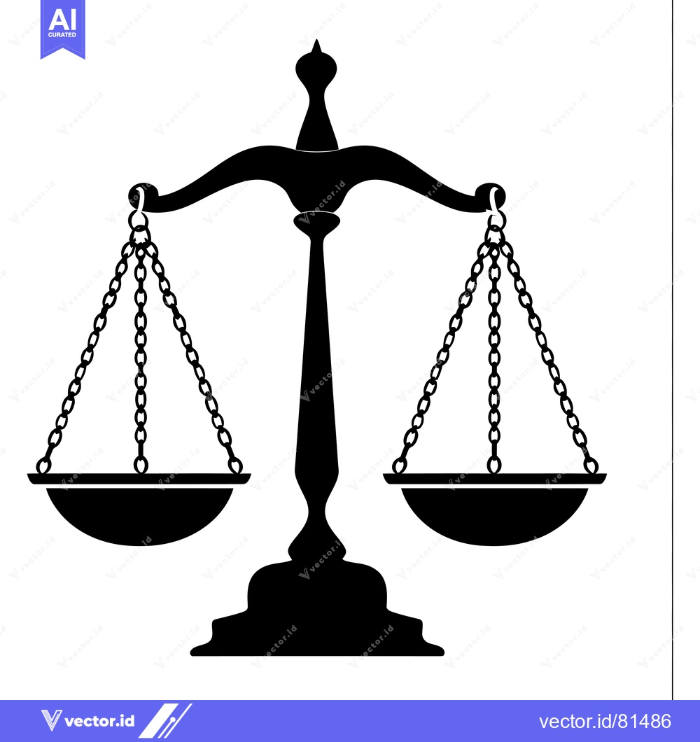 Premium Vector of A black and white silhouette of a traditional scale with two trays han