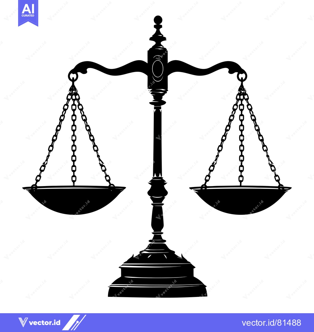 Premium Vector of Black and White Silhouette of a Traditional Scale of Justice
