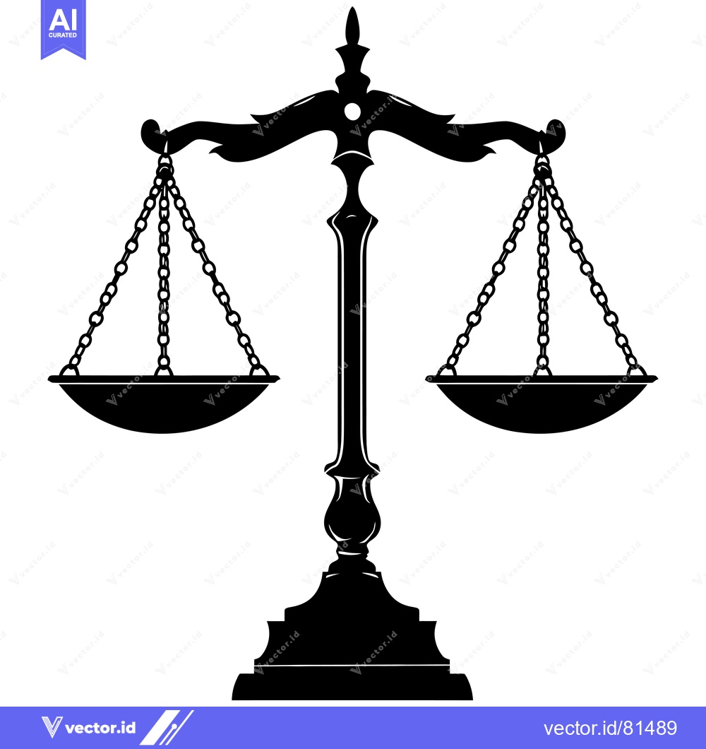 Premium Vector of Black and white silhouette of a classic scale of justice