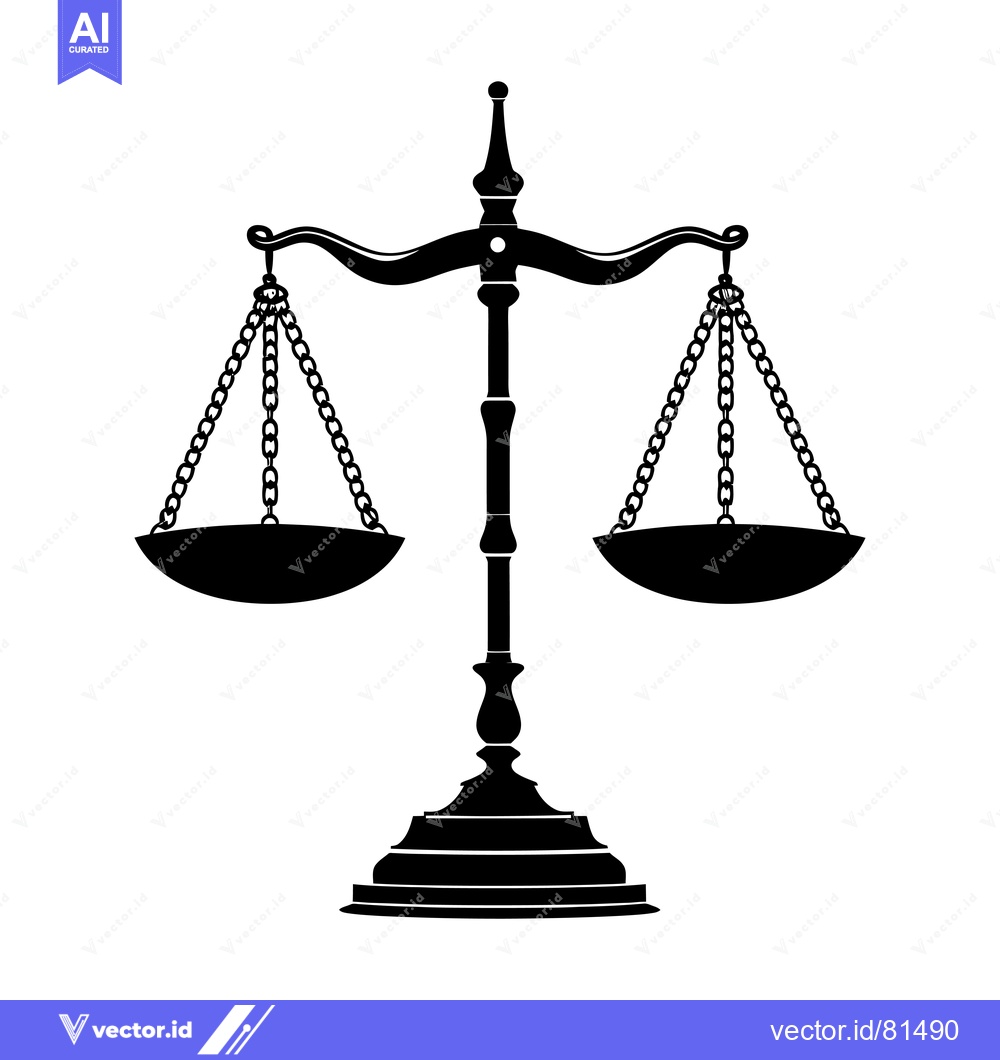 Premium Vector of Black and White Silhouette of a Traditional Scale of Justice