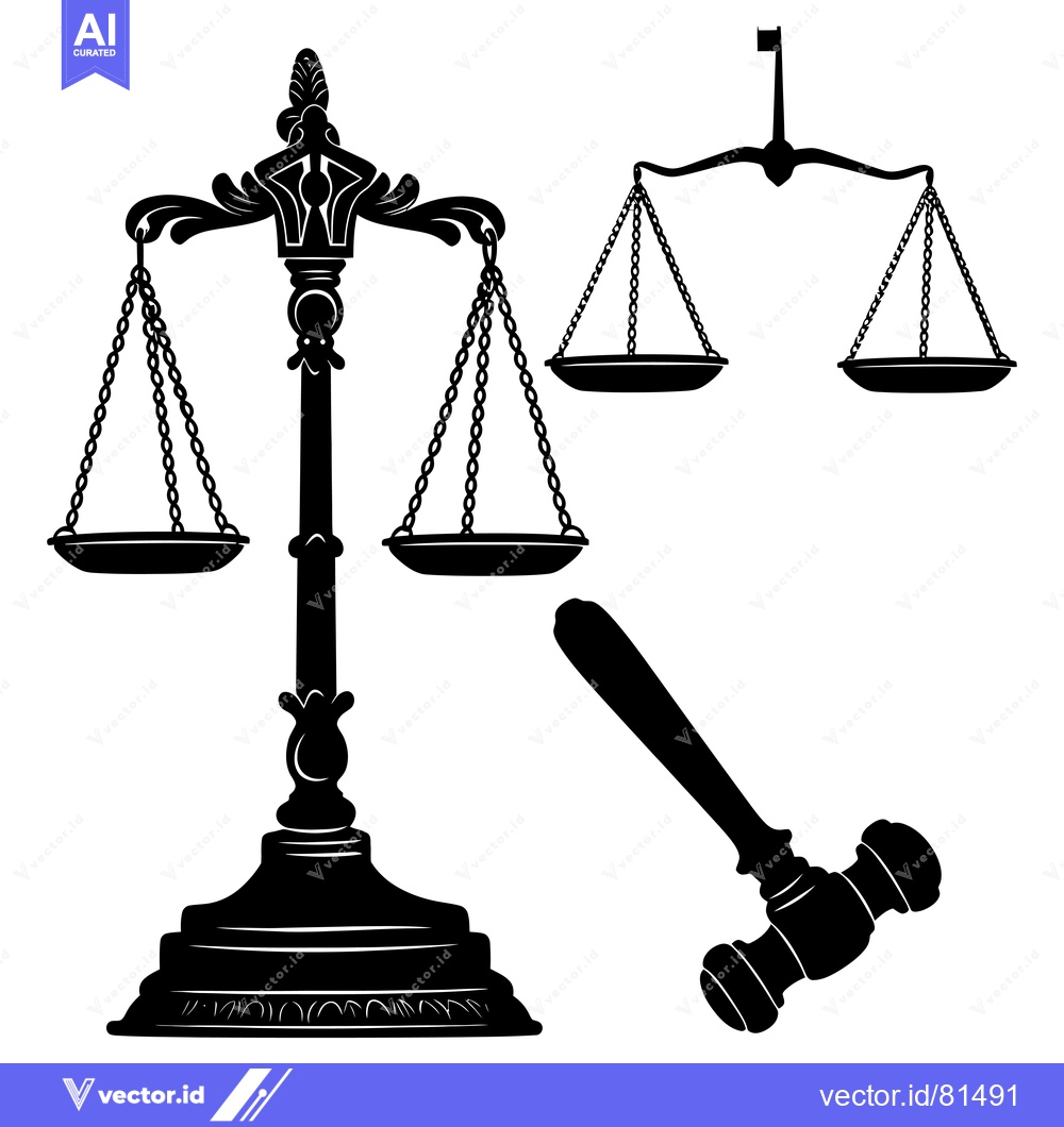 Premium Vector dari Scales of Justice with Gavel Illustration
