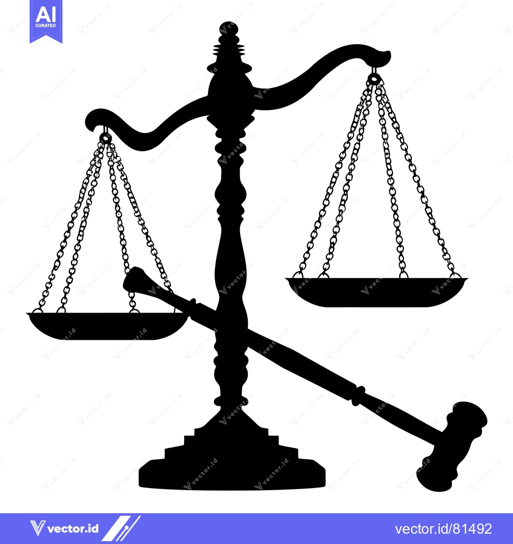 Premium Vector of Silhouette of a Scales of Justice with a Gavel
